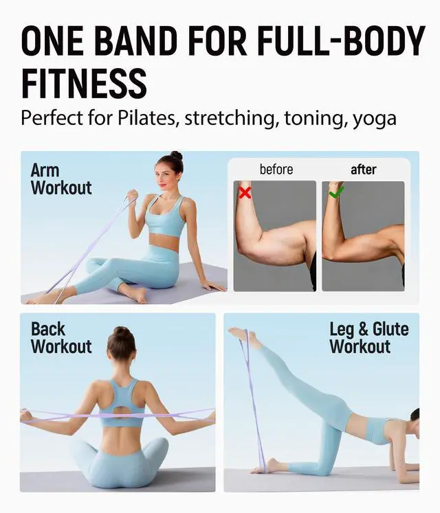 Alt view image 4 of 7 - Upgraded Figure 8 Resistance Bands, Resistance Bands for Arms & Full Body Workout, Stretch Resistance Band with Handles for Yoga, Pilates, Toning, Home Fitness & Physical Therapy