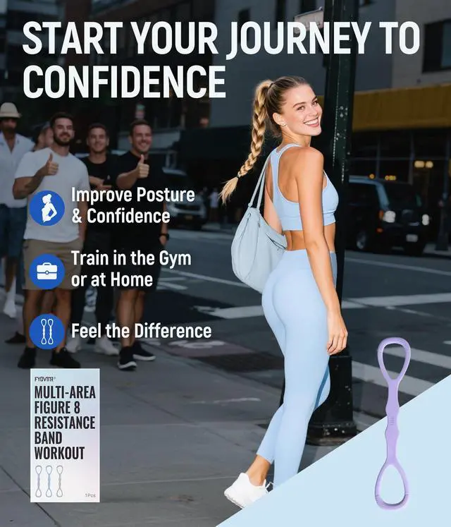 Alt view image 7 of 7 - Upgraded Figure 8 Resistance Bands, Resistance Bands for Arms & Full Body Workout, Stretch Resistance Band with Handles for Yoga, Pilates, Toning, Home Fitness & Physical Therapy