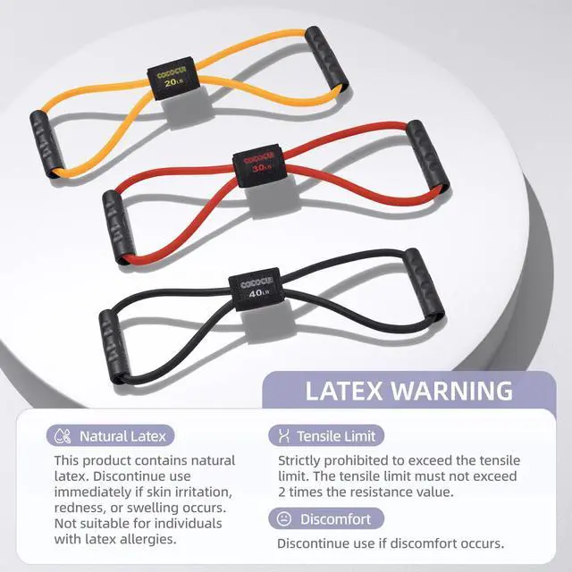 Alt view image 7 of 7 - Figure 8 Resistance Bands with Handles for Women Men, Exercise Bands for Back, 8 Shaped Resistance Bands for Arms, Shoulder, Leg Stretching, Physical Therapy, Yoga, Pilates, Home Gym Workout Equipment