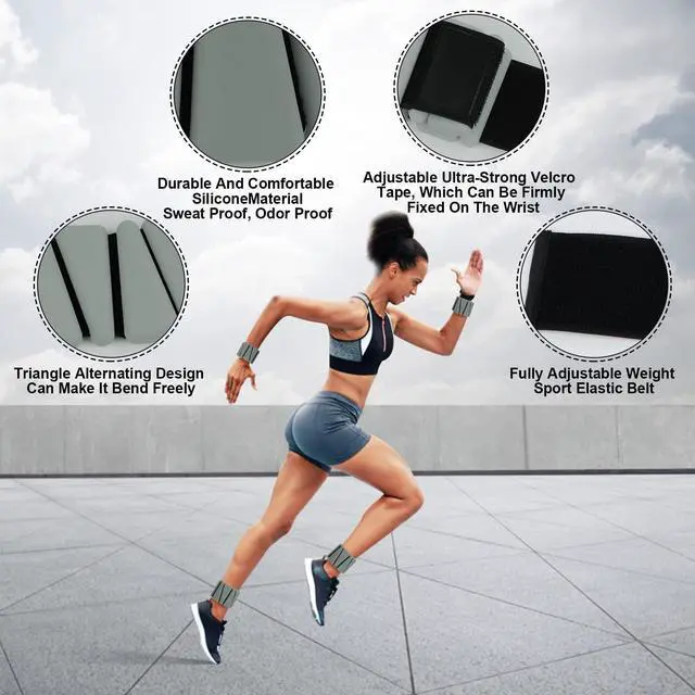 Alt view image 3 of 7 - Wrist Weights Set of 2, Adjustable Silicone Workout Weights for Women and Men, Wearable Ankle/Wrist Weights Suitable for Yoga, Dance, Pilates, Pool Exercises and Jogging, 2lb