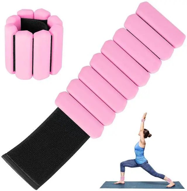 Main image of Wrist Weights Set of 2, Wearable Arm & Leg Weights for Women & Men, Adjustable Wrist Ankle Weights for Walking, Yoga, Swimming, Gym, 2lb (Pink)