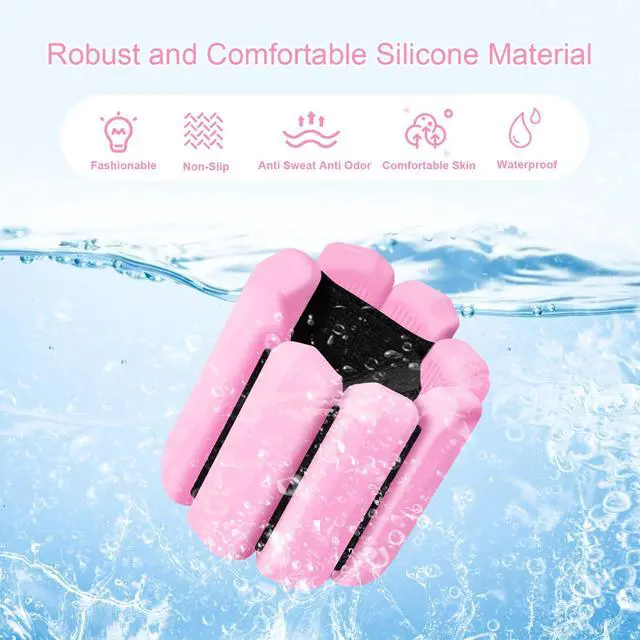 Alt view image 5 of 7 - Wrist Weights Set of 2, Wearable Arm & Leg Weights for Women & Men, Adjustable Wrist Ankle Weights for Walking, Yoga, Swimming, Gym, 2lb (Pink)
