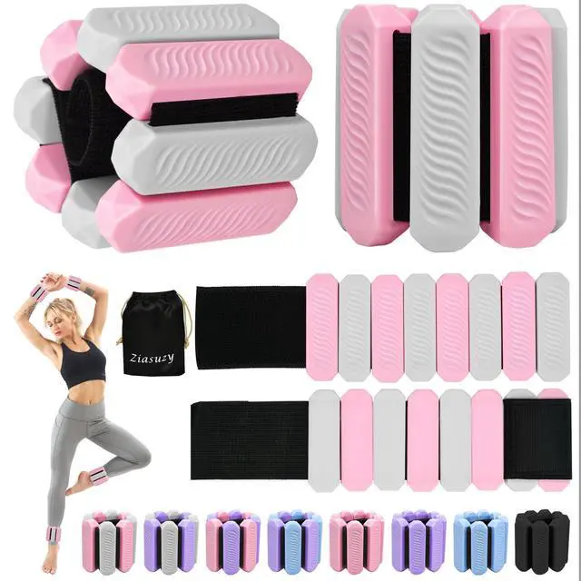 Main image of Ankle and Wrist Weights for Women, Adjustable Weights Set of 2 (1Lb Each), for Walking, Yoga, Dance, Gym (pink-white)