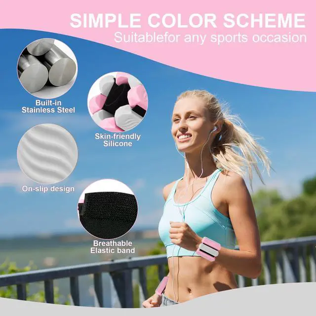 Alt view image 4 of 6 - Ankle and Wrist Weights for Women, Adjustable Weights Set of 2 (1Lb Each), for Walking, Yoga, Dance, Gym (pink-white)