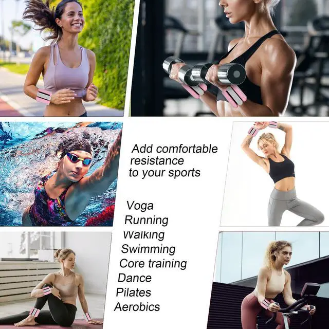 Alt view image 6 of 6 - Ankle and Wrist Weights for Women, Adjustable Weights Set of 2 (1Lb Each), for Walking, Yoga, Dance, Gym (pink-white)