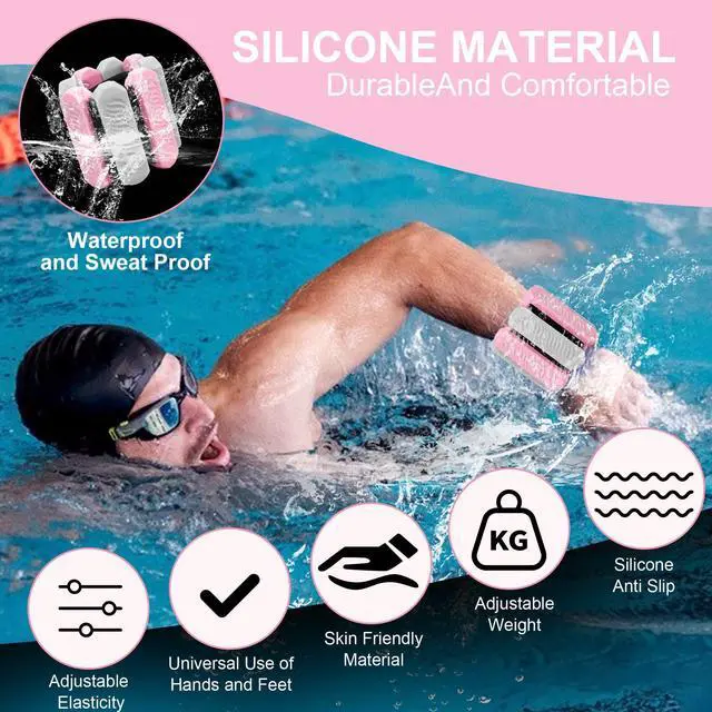 Alt view image 5 of 6 - Ankle and Wrist Weights for Women, Adjustable Weights Set of 2 (1Lb Each), for Walking, Yoga, Dance, Gym (pink-white)