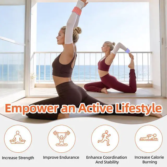 Alt view image 2 of 7 - Adjustable Wrist & Ankle Weights 2Pack, Wearable Silicone Weighted Bracelet for Women, Arm Leg Weights for Home Gym Workout, Jogging, Yoga & Pilates, Pink Purple, 2.2LB