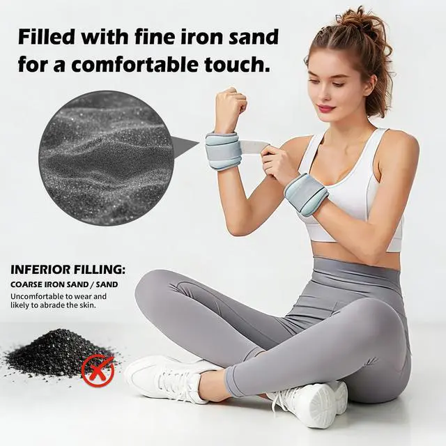Alt view image 3 of 6 - Wrist/Ankle Weights Set of 2 (1 lb/2 lb/3 lb Each) for Women,Men and Kids, Modularized Leg Weight Straps for Yoga, Walking, Jogging, Aerobics, Gym (Blue, 2 lb Pair (1 lb Each))