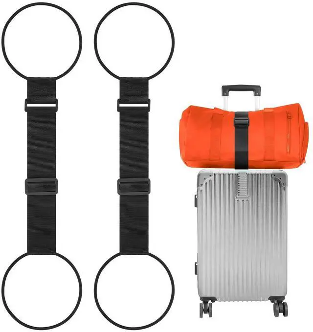 Main image of Add a Bag Luggage Straps 2 Pack, Adjustable Bungee Elastic Belt to Connect Two Suitcases, Secure Carry On & Travel Essentials (Black)