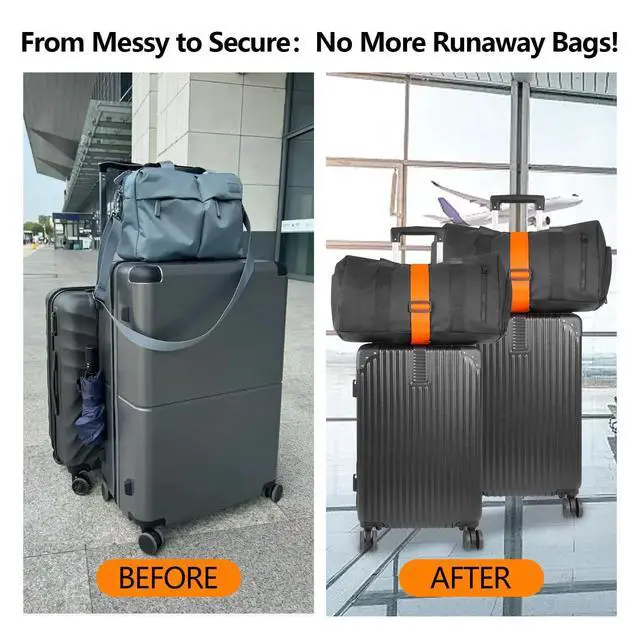 Alt view image 2 of 7 - Add a Bag Luggage Straps 2 Pack, Adjustable Bungee Elastic Belt to Connect Two Suitcases, Secure Carry On & Travel Essentials (Black)