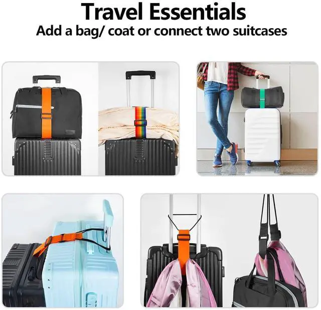 Alt view image 5 of 7 - Add a Bag Luggage Straps 2 Pack, Adjustable Bungee Elastic Belt to Connect Two Suitcases, Secure Carry On & Travel Essentials (Black)