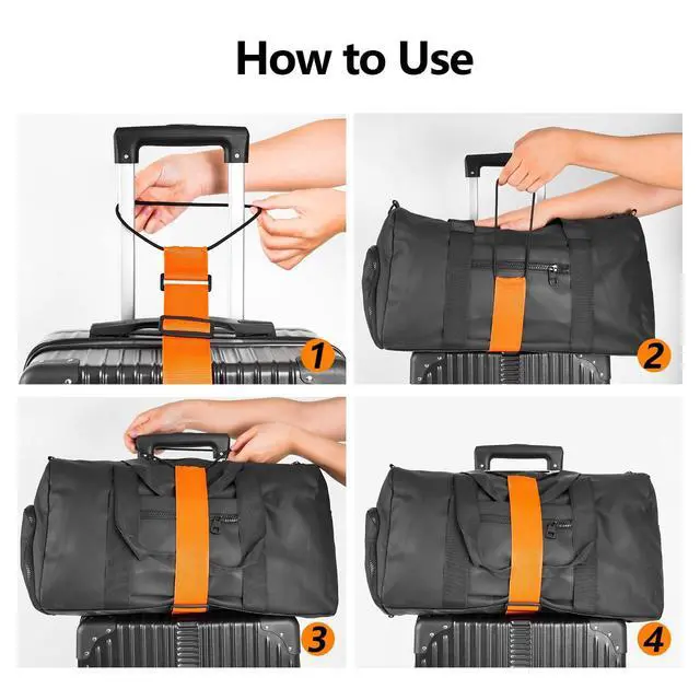 Alt view image 7 of 7 - Add a Bag Luggage Straps 2 Pack, Adjustable Bungee Elastic Belt to Connect Two Suitcases, Secure Carry On & Travel Essentials (Black)