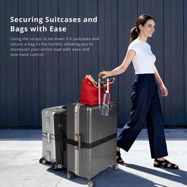 Alt view image 2 of 7 - Adjustable Luggage Straps for Suitcases 3 PCS Connect Suitcases