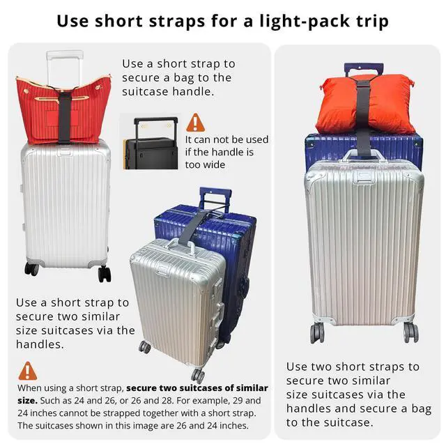 Alt view image 7 of 7 - Adjustable Luggage Straps for Suitcases 3 PCS Connect Suitcases