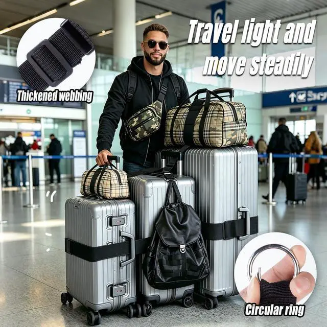 Alt view image 2 of 6 - 6PCS Luggage Straps for Suitcases, Adjustable Elastic Bungee Strap, Connect Up to 3 Suitcases, Luggage Connector Strap for Extra Bags, Travel Essentials for Carry-On and Backpacks