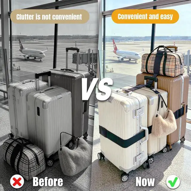Alt view image 3 of 6 - 6PCS Luggage Straps for Suitcases, Adjustable Elastic Bungee Strap, Connect Up to 3 Suitcases, Luggage Connector Strap for Extra Bags, Travel Essentials for Carry-On and Backpacks