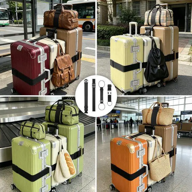 Alt view image 5 of 6 - 6PCS Luggage Straps for Suitcases, Adjustable Elastic Bungee Strap, Connect Up to 3 Suitcases, Luggage Connector Strap for Extra Bags, Travel Essentials for Carry-On and Backpacks