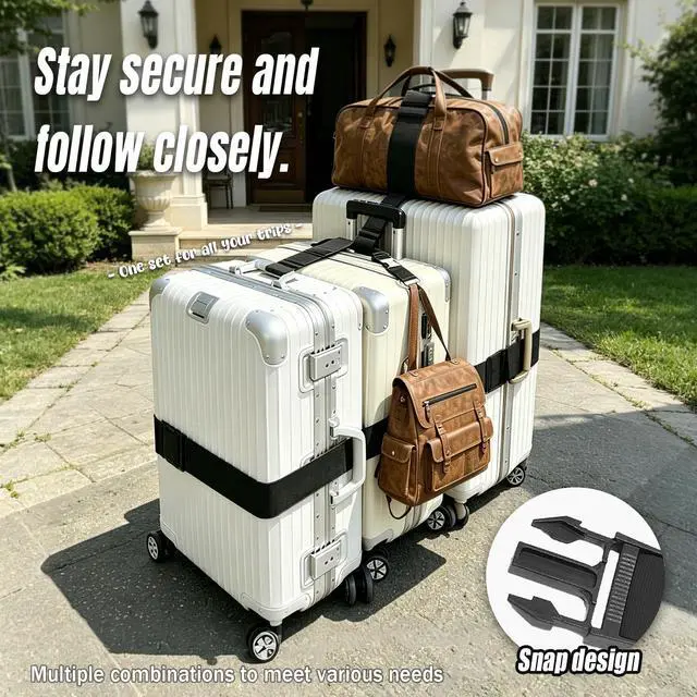 Alt view image 6 of 6 - 6PCS Luggage Straps for Suitcases, Adjustable Elastic Bungee Strap, Connect Up to 3 Suitcases, Luggage Connector Strap for Extra Bags, Travel Essentials for Carry-On and Backpacks