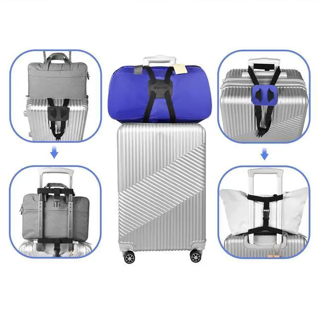Alt view image 4 of 5 - Luggage Straps Bag Bungee Luggage Straps Suitcase Adjustable BeltAdd a Bag Easy to Travel Suitcase Elastic Strap Belt (Black)