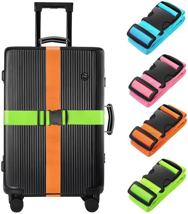 Main image of 4 Pack Luggage Straps 79" Long Belts Keep Suitcase Secure While Traveling, TSA Approved Add a Bag Premium Accessory for Travel Bag Closure (Blue+Orange+Rose Pink+Green)