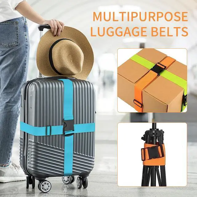 Alt view image 2 of 7 - 4 Pack Luggage Straps 79" Long Belts Keep Suitcase Secure While Traveling, TSA Approved Add a Bag Premium Accessory for Travel Bag Closure (Blue+Orange+Rose Pink+Green)