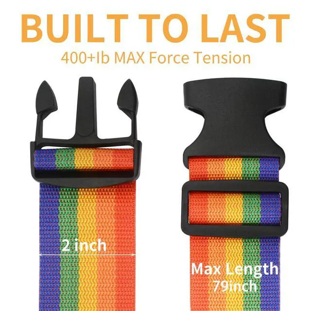Alt view image 3 of 7 - 4 Pack Luggage Straps 79" Long Belts Keep Suitcase Secure While Traveling, TSA Approved Add a Bag Premium Accessory for Travel Bag Closure (Blue+Orange+Rose Pink+Green)