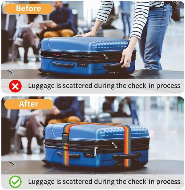 Alt view image 5 of 7 - 4 Pack Luggage Straps 79" Long Belts Keep Suitcase Secure While Traveling, TSA Approved Add a Bag Premium Accessory for Travel Bag Closure (Blue+Orange+Rose Pink+Green)