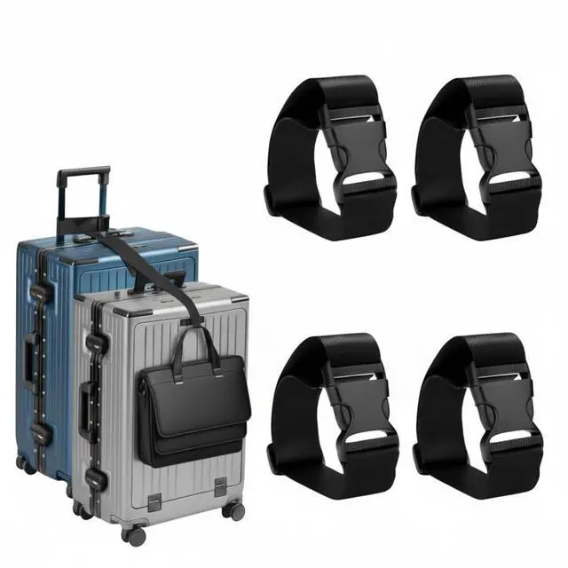 Main image of 4 Pcs Luggage Straps Add a Bag Luggage Connector Straps for Suitcase Travel Accessories Essentials to Connect Two Suitcase Adjustable Belt