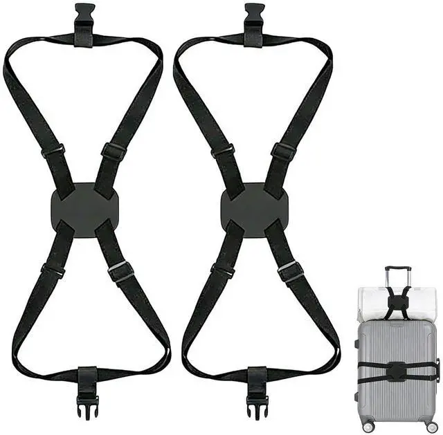 Main image of Luggage Straps Bag Bungee,Luggage Straps for Suitcases,Suitcase Straps,Elastic Strap,Ajustable Elastic Bungee Belt 2 Pack,Add a Bag Easy to Travel Suitcase,Travel Suitcase Bag Accessories.(Black)