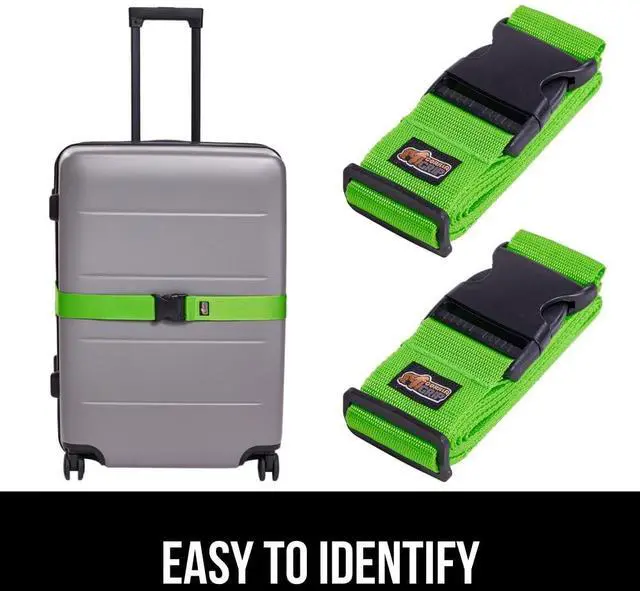 Alt view image 4 of 7 - Heavy Duty Adjustable Luggage Straps for Suitcases, Easy to Identify Travel Belt Connector Holds Suitcase Together, Extends Life of Bag, Strap Connects Two Bags, Accessories 2 Pack Green