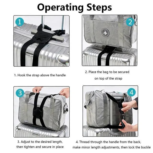 Alt view image 5 of 7 - Luggage Straps Bag Bungee,Luggage Straps for Suitcases,Suitcase Straps,Elastic Strap,Ajustable Elastic Bungee Belt 2 Pack,Add a Bag Easy to Travel Suitcase,Travel Suitcase Bag Accessories.(Black)