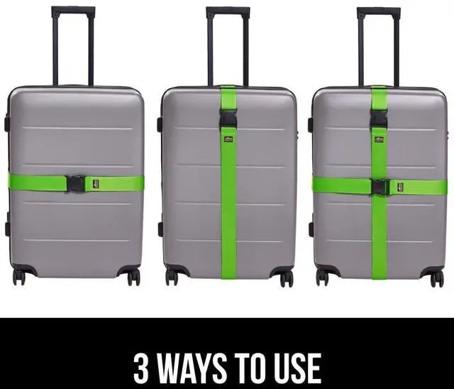 Alt view image 6 of 7 - Heavy Duty Adjustable Luggage Straps for Suitcases, Easy to Identify Travel Belt Connector Holds Suitcase Together, Extends Life of Bag, Strap Connects Two Bags, Accessories 2 Pack Green