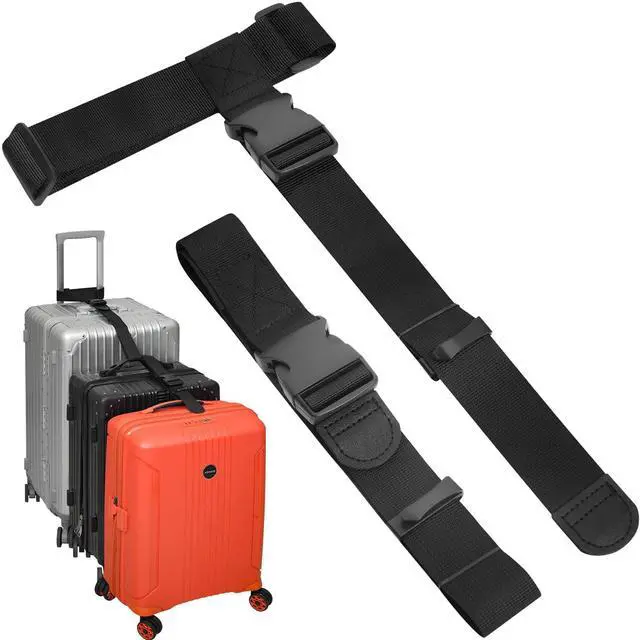 Main image of Luggage Connector Straps, Suitcase Straps to Connect 3 Suitcases Add A Bag, Luggage Straps for Suitcases Adjustable Buckle Belt (Black, 2 Pack)