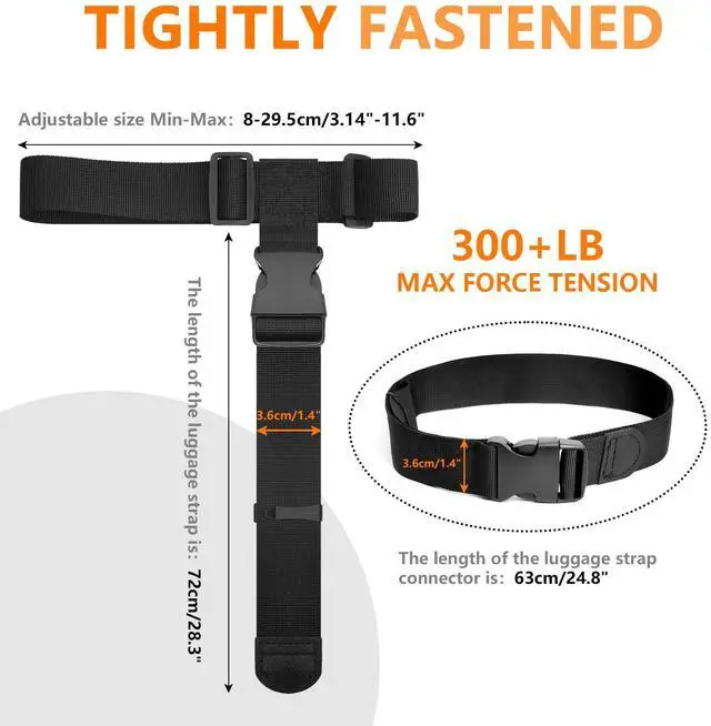Alt view image 3 of 7 - Luggage Connector Straps, Suitcase Straps to Connect 3 Suitcases Add A Bag, Luggage Straps for Suitcases Adjustable Buckle Belt (Black, 2 Pack)