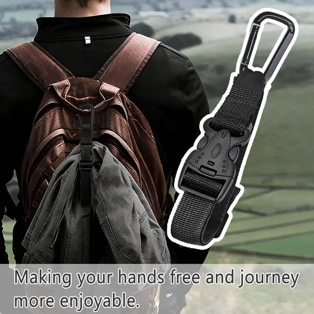 Alt view image 4 of 7 - 2 Pack Add a Bag Luggage Straps - Adjustable Suitcase Belts Travel Accessories - Jacket Gripper Arm Saver Easy to Carry Your Extra Bags (Black,Four Hooks)