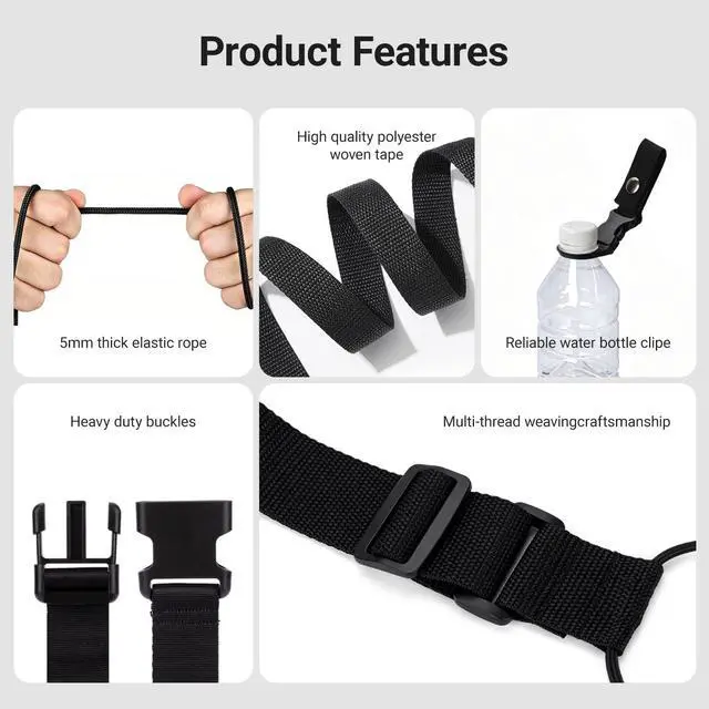 Alt view image 7 of 7 - 3 PCS Luggage Straps, for Suitcases TSA Approved Adjustable Luggage Connector Strapswith Elastic Thick Rope for Connecting Suitcases and Bags Stably with Strap Buckle and Bottle Buckle Clip, Black