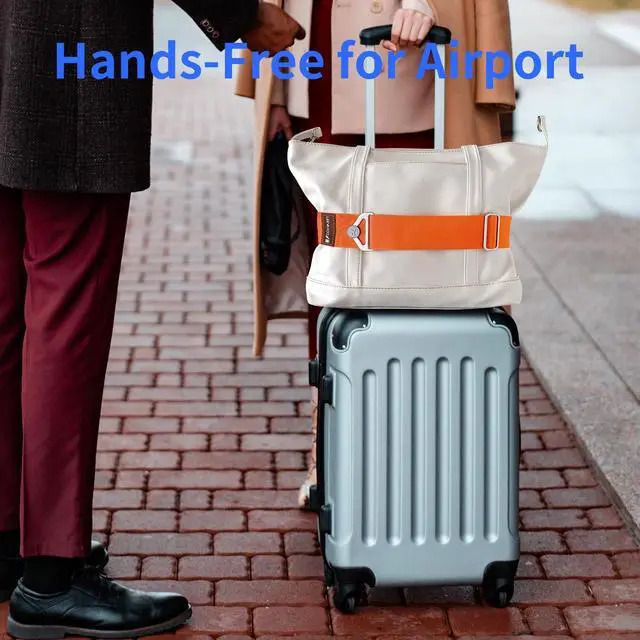 Alt view image 2 of 7 - Luggage Straps for Suitcases Add a Bag Luggage Strap,2-in-1 Travel Belt for Luggage Straps Travel Belt Over Handle for Carry On Bag Adjustable Suitcase Belts Airport Travel Accessories Orange