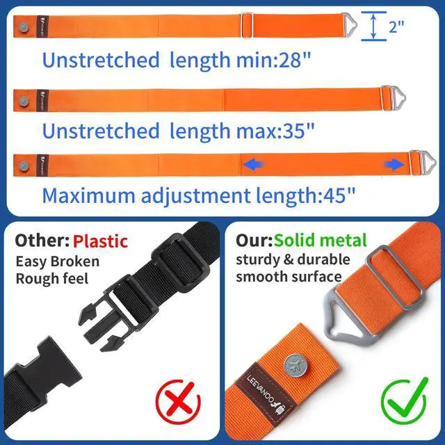 Alt view image 4 of 7 - Luggage Straps for Suitcases Add a Bag Luggage Strap,2-in-1 Travel Belt for Luggage Straps Travel Belt Over Handle for Carry On Bag Adjustable Suitcase Belts Airport Travel Accessories Orange