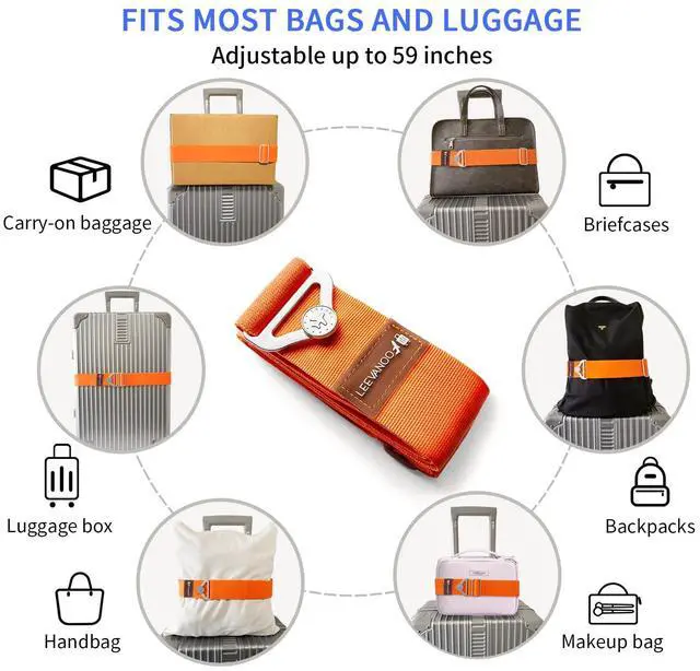Alt view image 7 of 7 - Luggage Straps for Suitcases Add a Bag Luggage Strap,2-in-1 Travel Belt for Luggage Straps Travel Belt Over Handle for Carry On Bag Adjustable Suitcase Belts Airport Travel Accessories Orange