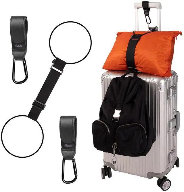 Main image of Luggage Strap and Hooks 3PCS for Securing Belongings to Suitcase, Adjustable Connector Strap Add a Bag or Backpack, Connect 2 Similar Size Suitcases, 2 Hooks with Velcro Fixing Travel Accessories