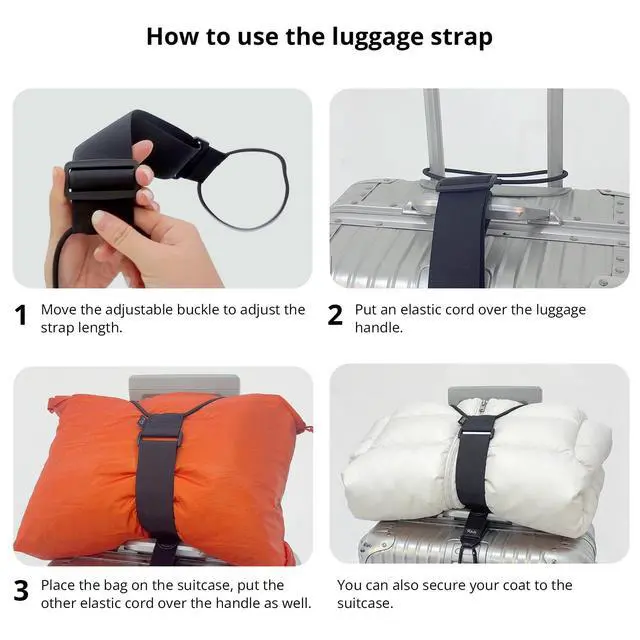 Alt view image 4 of 7 - Luggage Strap and Hooks 3PCS for Securing Belongings to Suitcase, Adjustable Connector Strap Add a Bag or Backpack, Connect 2 Similar Size Suitcases, 2 Hooks with Velcro Fixing Travel Accessories
