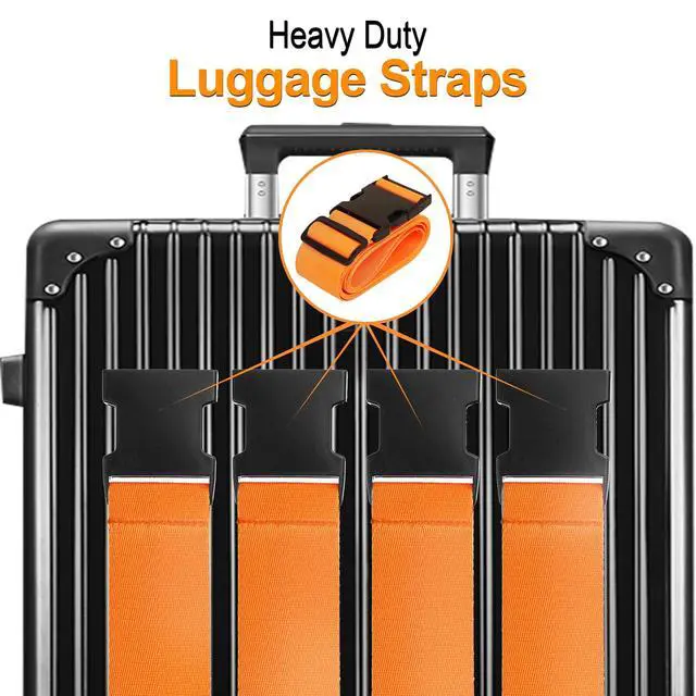 Alt view image 3 of 7 - Luggage Straps for Suitcases TSA Approved Travel Belt 4 Pack (Orange)