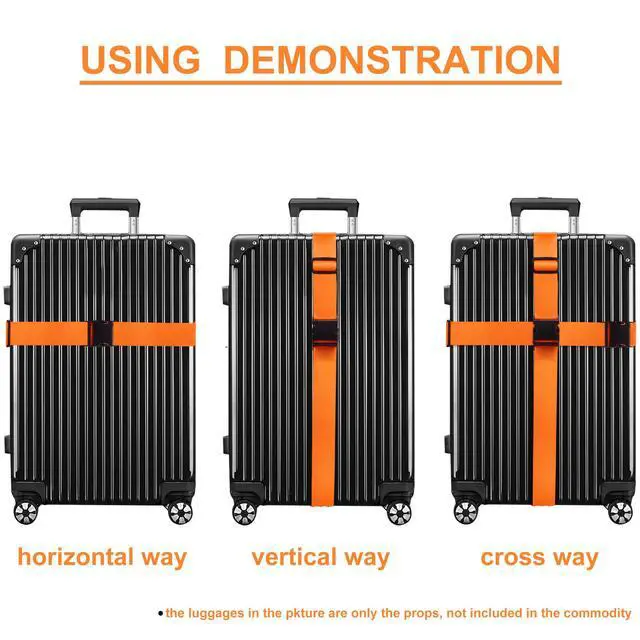 Alt view image 5 of 7 - Luggage Straps for Suitcases TSA Approved Travel Belt 4 Pack (Orange)