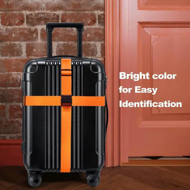 Alt view image 6 of 7 - Luggage Straps for Suitcases TSA Approved Travel Belt 4 Pack (Orange)