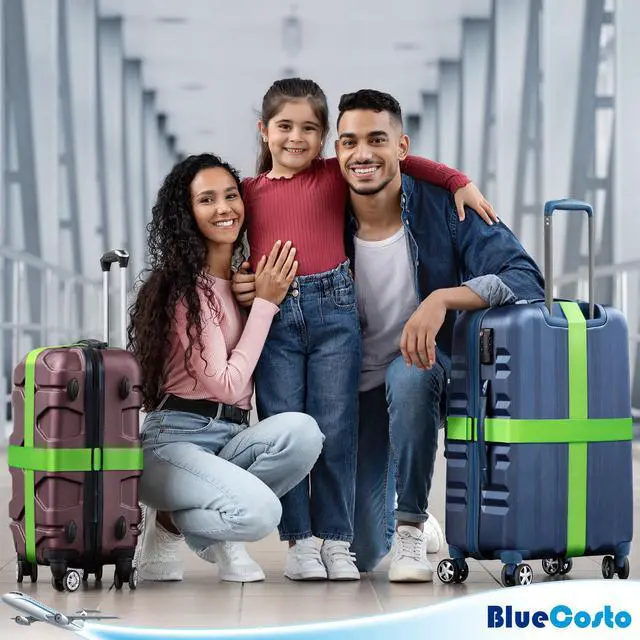 Alt view image 6 of 7 - Luggage Straps for Suitcases - TSA Approved - Neon Green, 4 PK - Premium Nylon Belts for Suitcase, Briefcase & Travel Bag - Adjustable Strap Length 46" - 78"