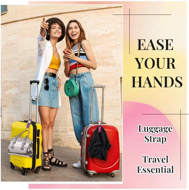 Alt view image 4 of 6 - 3 Pcs Add a Bag Luggage Straps Gripper Heavy Duty Jacket Valises Strap for Travel Belt with Buckle Adjustable Baggage(Purple, Black, Pink)