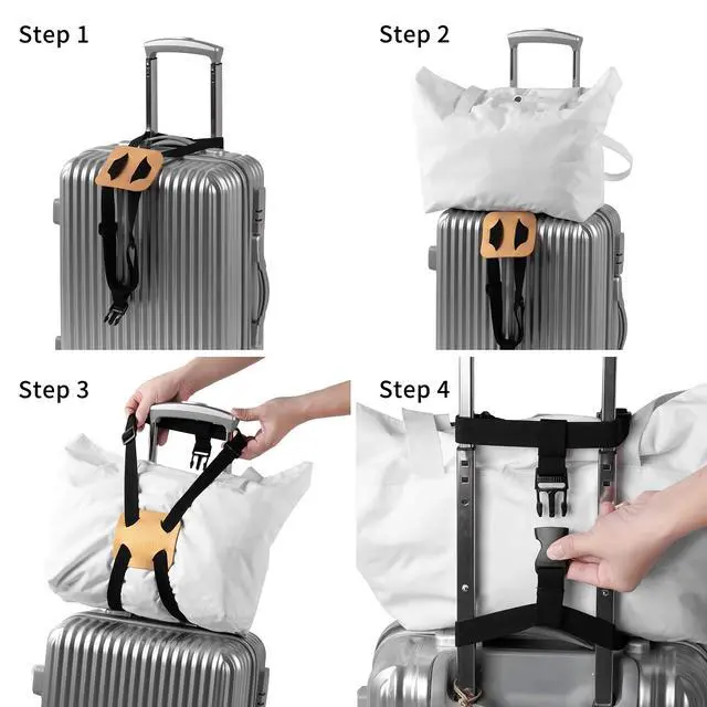 Alt view image 3 of 6 - add a Bag Luggage Strap for suitcasesLuggage Bungee StrapAdjustable Belt Bag Bungees with Buckles (Gold)