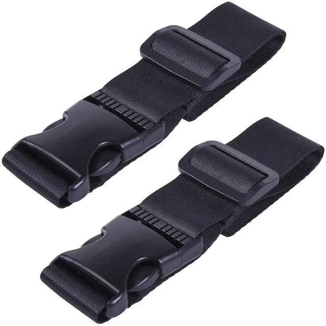 Main image of 2 Pcs Add a Bag Luggage Strap, Heavy Duty Adjustable Suitcase Belt Travel Attachment Travel Accessories for Connecting Your Luggage Together - Black, 31 Inch