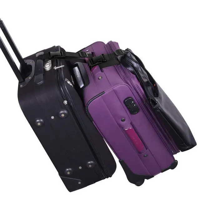 Alt view image 2 of 7 - 2 Pcs Add a Bag Luggage Strap, Heavy Duty Adjustable Suitcase Belt Travel Attachment Travel Accessories for Connecting Your Luggage Together - Black, 31 Inch