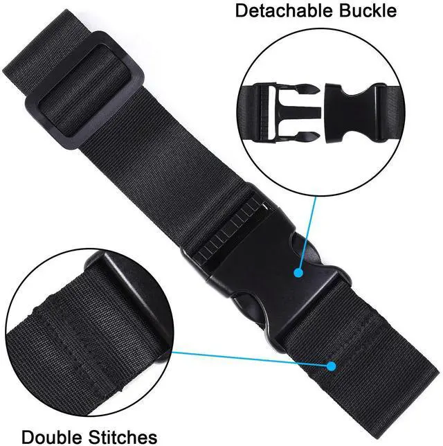 Alt view image 4 of 7 - 2 Pcs Add a Bag Luggage Strap, Heavy Duty Adjustable Suitcase Belt Travel Attachment Travel Accessories for Connecting Your Luggage Together - Black, 31 Inch
